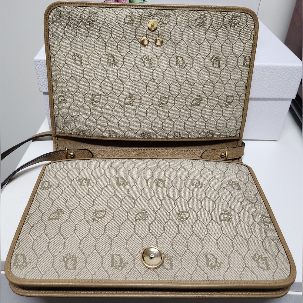 DIOR Honey Comb Canvas & Leather Flap Crossbody/Clutch VINTAGE SALE SALE SALE